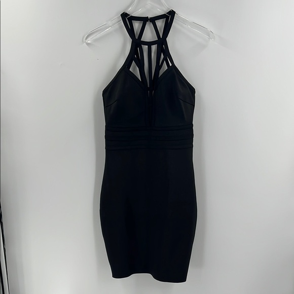 WOW couture Dresses & Skirts - WOW Couture Black Halter Dress Bandage Bodycon Mini Cage Sexy Cocktail Date M